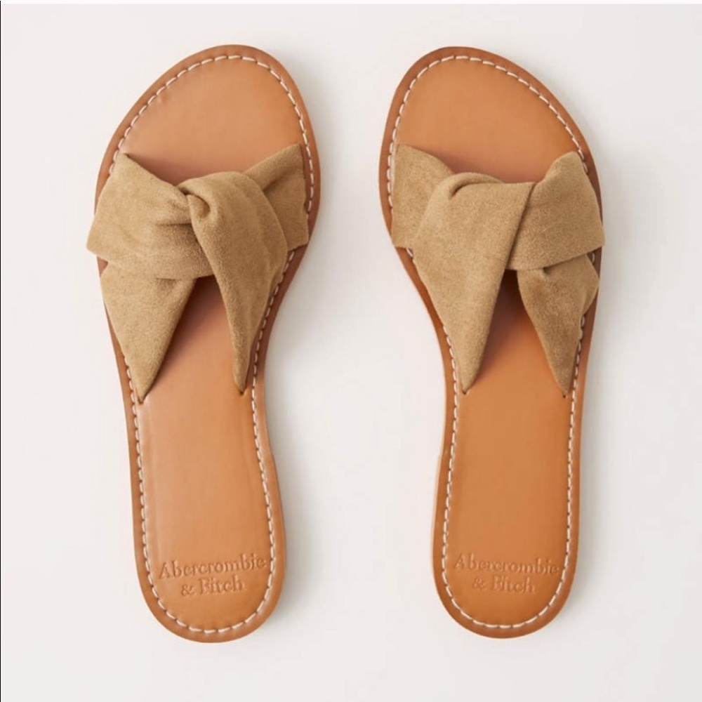 Abercrombie twist Sandals taupe brown size 7/8